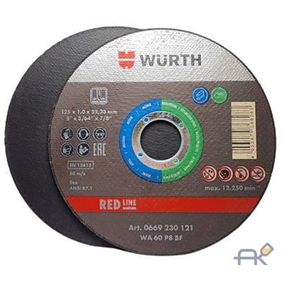 Круг отрезной d 125x1.0 мм.. прямой. RED LINE. нерж.сталь WURTH (0669230121)